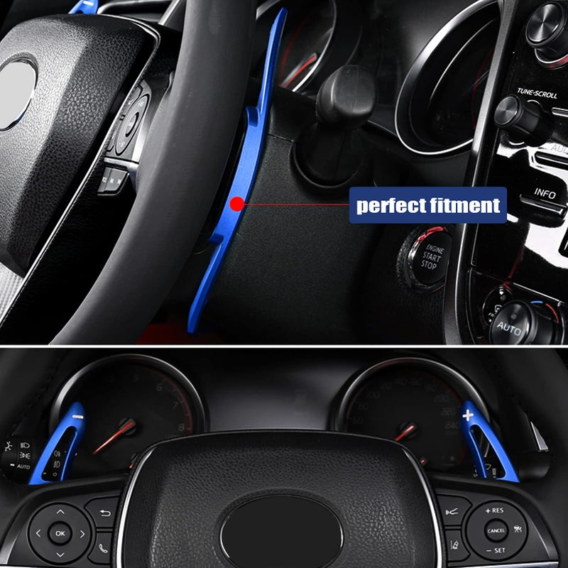 CKE Compatible with Toyota Camry 2026 2025 2024 2023 2022 2021 2020 2019 2018 for Corolla RAV4 Crown Avalon Accessories Sporty Car Paddle Shifter Extension Shift Paddle Cover Trims -Blue - Image 4